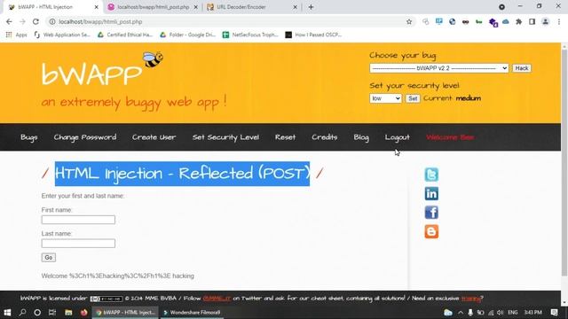 bWAPP HTML Injection || HTML Injection get , post, current URL, stored || Cyber World Hindi смотреть онлайн