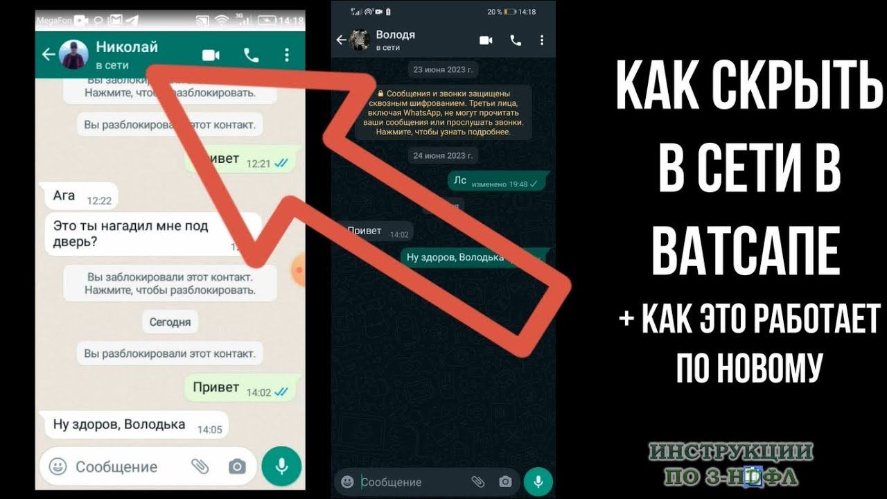 Как скрыть в сети ватсап и убрать онлайн и время в сети в Whatsapp смотреть онлайн