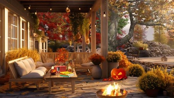 Peaceful Autumn Garden Ambience with Soothing Birdsong Sounds for Relax, Weekend Good Mood