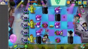 Прохождение Растения против зомби 2, Неоновый миксованый тур, 32, Мульти-ступенчатая зомбот-давилка