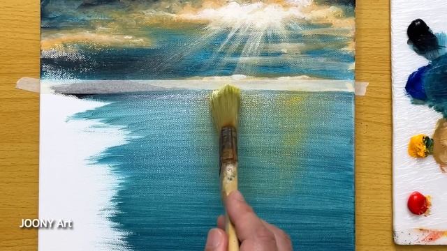 Easy Way to Paint a View of the Sea / Acrylic Painting TUTORIAL смотреть онлайн