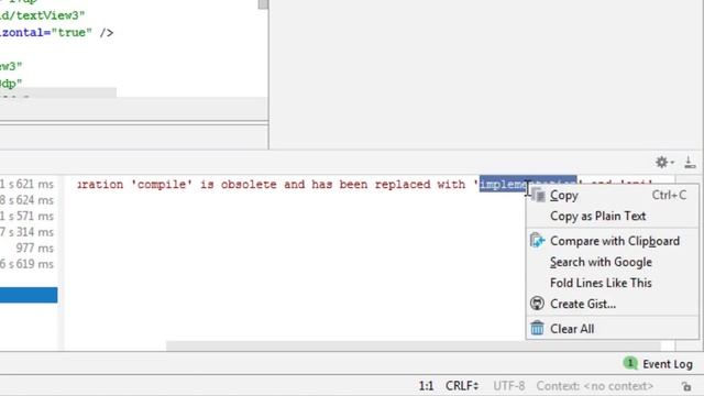 تصحيح اخطاء الغرادل Warning Configuraton compile is obsolete في كود سورس اندرويد ستوديو android st смотреть онлайн