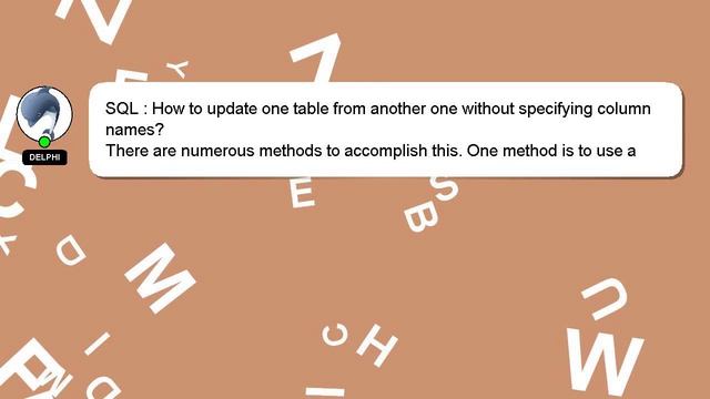 SQL : How to update one table from another one without specifying column names? смотреть онлайн