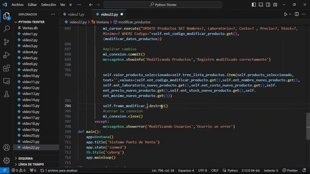 Aplicación Python-Tkinter Modificar Producto смотреть онлайн