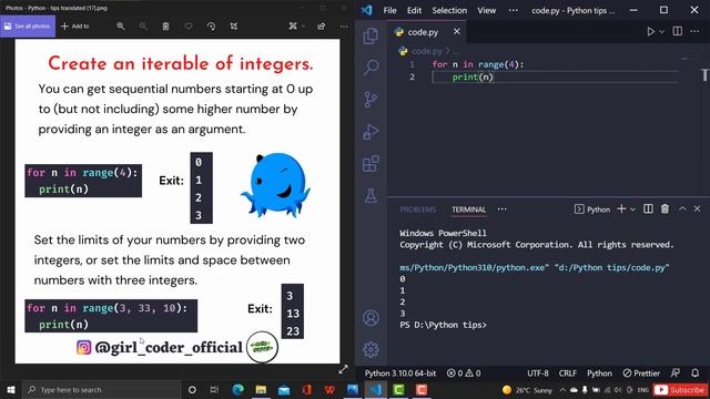 How to iterate integers using FOR loop | Python tips смотреть онлайн