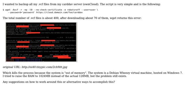 Unix & Linux: Wget out of memory error kills process смотреть онлайн