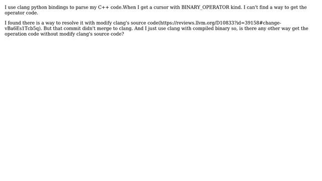 get binary operation code with clang python bindings смотреть онлайн