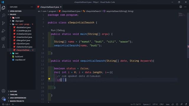 #9P NGODING IMPLEMENTASI SEQUENTIAL SEARCH pada JAVA | ALGORITMA PEMROGRAMAN 2 смотреть онлайн