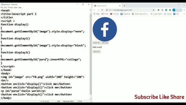 How to block image || How to change text by using JavaScript || JavaScript part 4 смотреть онлайн