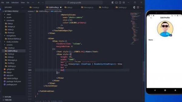 User Profile, Edit Profile, Settings Screens | React Native UI