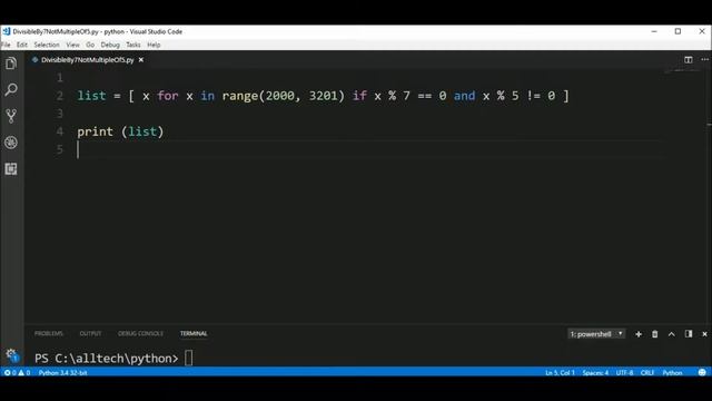 print divisible by 7 and not multiple of 5 in python ? смотреть онлайн