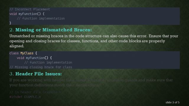 Understanding "Error: A Function-Definition Is Not Allowed Here Before '{' Token" in C++ смотреть онлайн