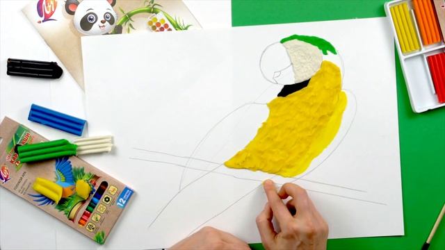 рисуем ПЛАСТИЛИНОМ попугая