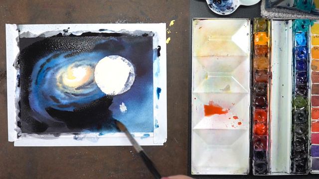 Spiral Galaxy Watercolor: Fantasy Painting part 1 смотреть онлайн