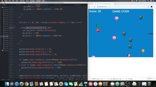 Learn how to create "Pop Balloons" game using Javascript and Phaser (Part 3):added (i) gun (ii)bird смотреть онлайн