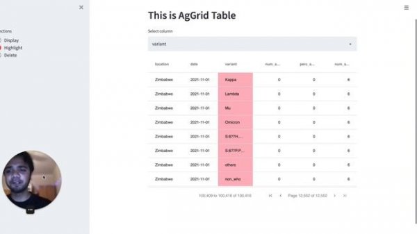 Using STREAMLIT with AG Grid Table - Interactive Table | Part 2/2
