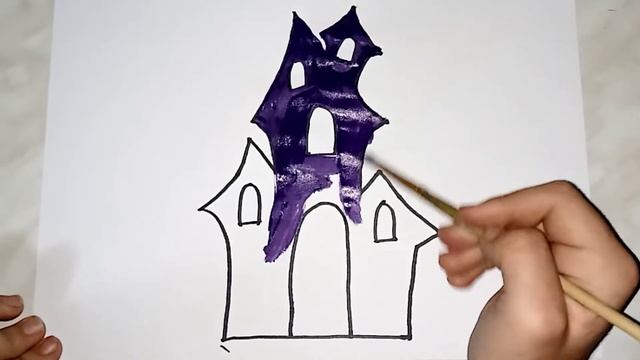 How To Draw A Haunted House | Как нарисовать дом с привидениями | 유령의 집을 그리는 방법 смотреть онлайн