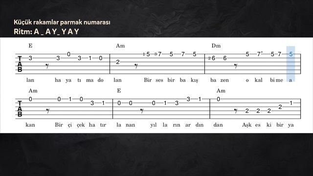 Aşk Eski Bir Yalan - Gitar Tab смотреть онлайн