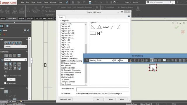 SolidWorks Tutorial | Drawings | How add symbols in SolidWorks drawing смотреть онлайн