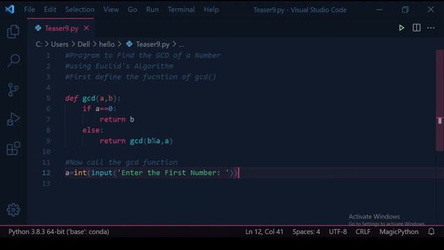 9. GCD of Two Number (Using Euclid's Algorithm) Python Programming | JAcademy смотреть онлайн