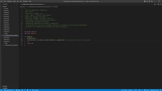 Cristobal Ochoa Cadavid Tarea01 Ejercicio12 c Codigo Visual Studio Code 2023 02 17 15 54 36 смотреть онлайн