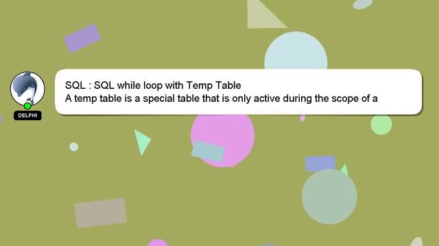 SQL : SQL while loop with Temp Table смотреть онлайн