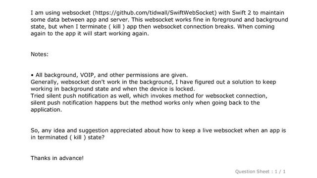 iOS : Keep a live websocket when app is in terminated ( kill ) state смотреть онлайн