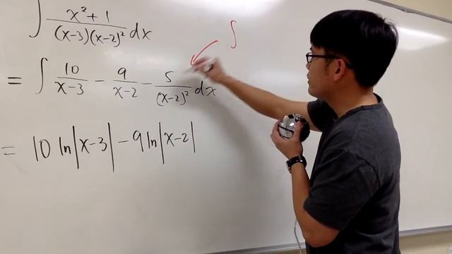 integral of (x^2+1)/((x-3)(x-2)^2), partial fraction with repeated factors смотреть онлайн