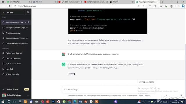 OpenAl, ChatCPT. Информатика, физика, математика есептері, мәтін есептерді шығарады смотреть онлайн