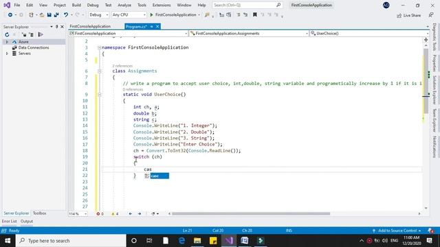 Program to accept user choice, int,double and string variable and perform operations using switch смотреть онлайн