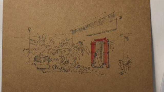 Pen and Watercolor - Sketch on Kraft Paper смотреть онлайн