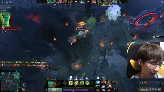 Dota 2 Худвиг в пятёрке собрался в керри, пять слотов. Катка на полтора часа, по смотреть онлайн