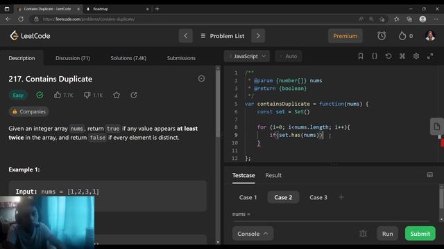 Leetcode 217 Contains Duplicate | EASY - JavaScript смотреть онлайн