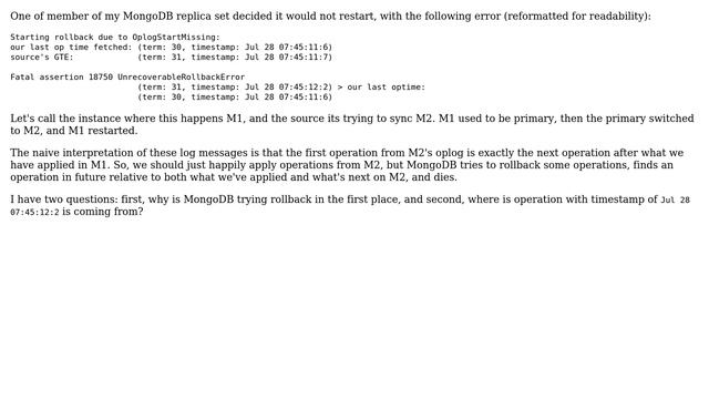 Databases: MongoDB unrecoverable replication error смотреть онлайн