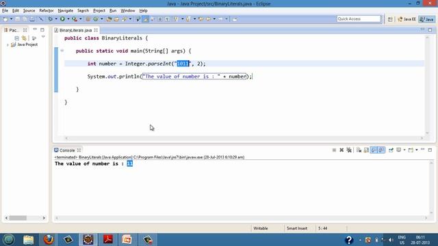 Binary Literals in Java смотреть онлайн