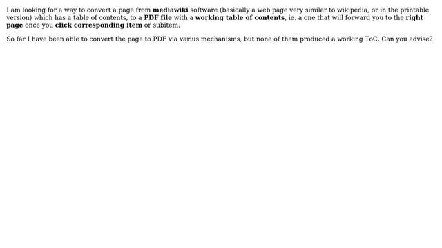 Convert a mediawiki page to html with the table of contents working смотреть онлайн