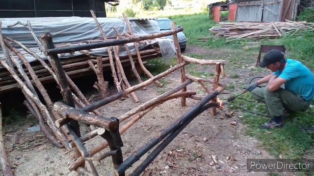 Скамейка в рустикальном стиле. Лесная мебель смотреть онлайн