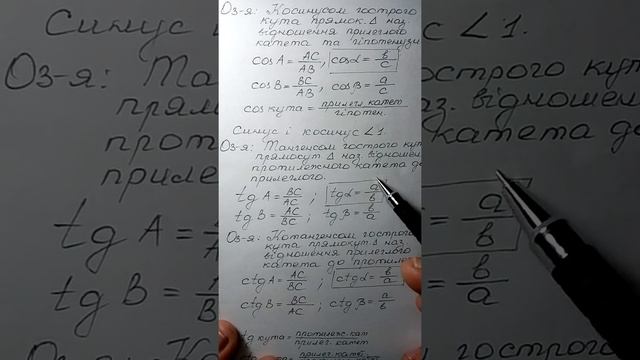 Геометрія 8кл.Урок√40.Синус, косинус, тангенс і котангенс гострого кута прям. трикутника. смотреть онлайн