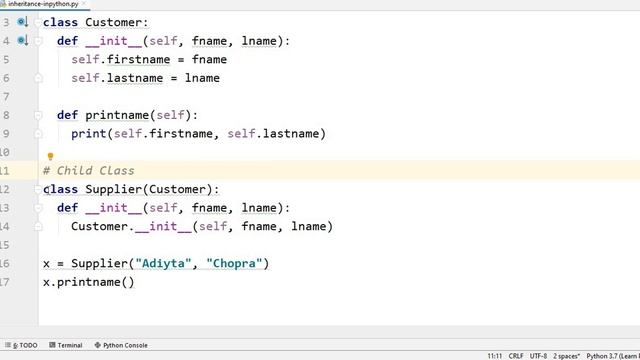 Inheritance in python | Python tutorial in Hindi | how to use class in another call in python смотреть онлайн