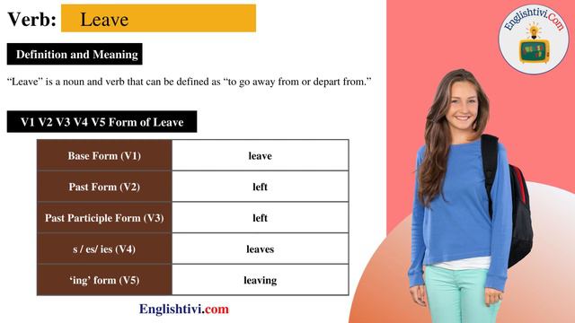 Leave V1 V2 V3 V4 V5 Base Form, Past Simple, Past Participle Form of Leave | Englishtivi.com смотреть онлайн