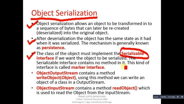 69 Java | What is object serialization used in file handling in java | by Sanjay Gupta смотреть онлайн