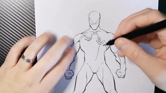 Symbiote Spider-man Drawing- Traditional Inking Art Process смотреть онлайн