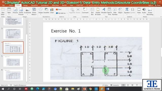 Complete Autocad Training Course : Lesson 5 - Data Entry Method - Absolute Coordinates (x,y) смотреть онлайн