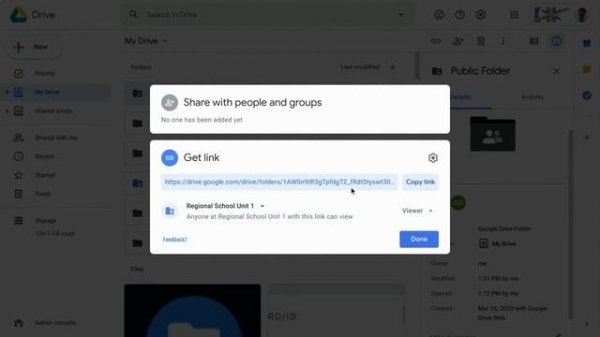 How to create a public sharing folder in Google Drive