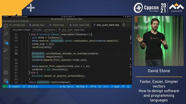 Faster, Easier, Simpler Vectors - David Stone - CppCon 2021 смотреть онлайн