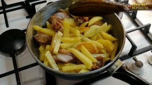 Жареная картошка с курицей луком и грибами. Простой и вкусный рецепт от Есть-Не-Переесть