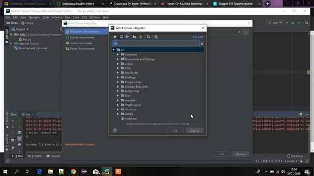 Installing Tensorflow Using PYCharm in Windows 10 (CPU) смотреть онлайн