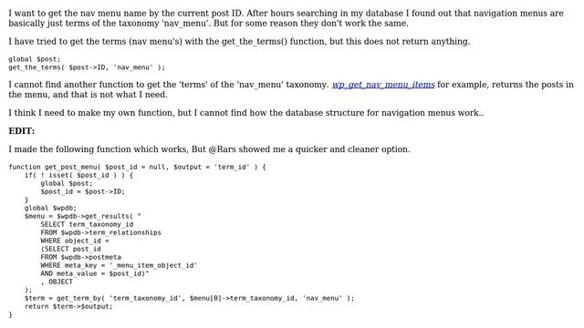 Wordpress: Get current post's nav menu name (term name) смотреть онлайн