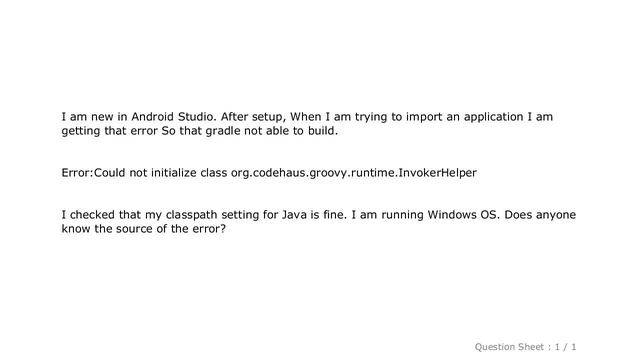 Android : Android Studio Could not initialize class org.codehaus.groovy.runtime.InvokerHelper смотреть онлайн