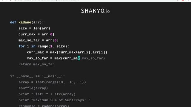 【SHAKYO.io】Python - problems - maximum subarray смотреть онлайн